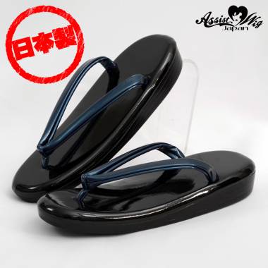 黒草履　鼻緒青　小判型　M(24.0cm)