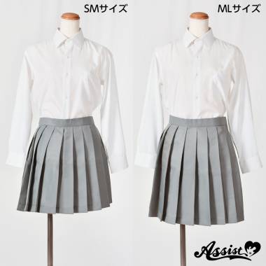 リニューアル版　サイズ調整カラープリーツスカート　グレー