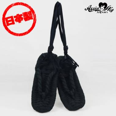 ひも付き布草鞋　黒