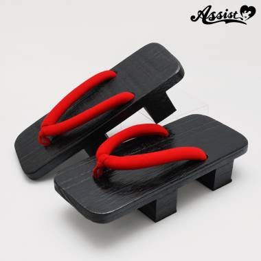 下駄(黒塗り)　5.5cm　タイプ2　鼻緒赤